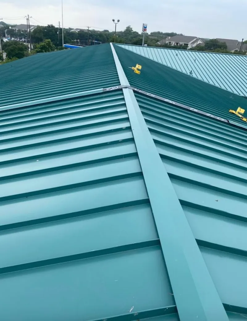 Green commercial metal roof ridge and valley for Metal Roof Repair in Lake Station